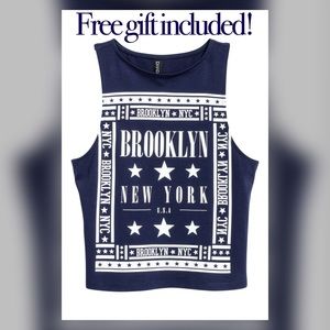 H&M blue and white tank top